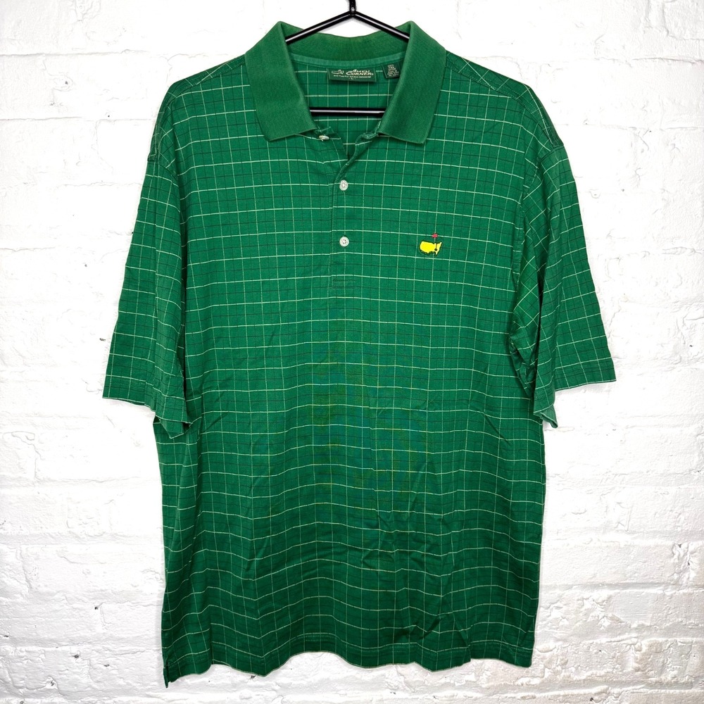 Vintage Amen Corner‎ Polo Shirt Mens Large Green Check Masters Golfer Golf